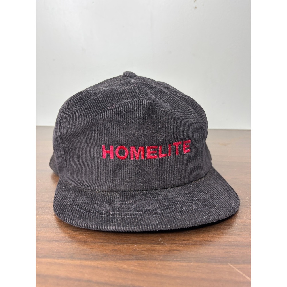 Vintage Swingster Homelite Corduroy Snapback Hat Black Red Made in USA‎ Cap